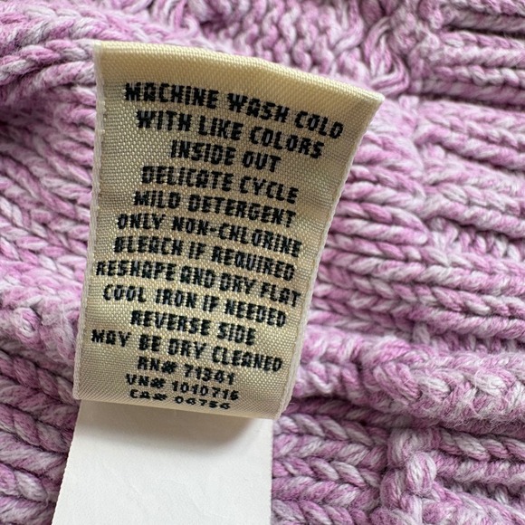 L.L.Bean Pink Cable Knit Full Zip Mock Neck Sweater Jacket Womens XS Cotton‎ - Picture 9 of 13